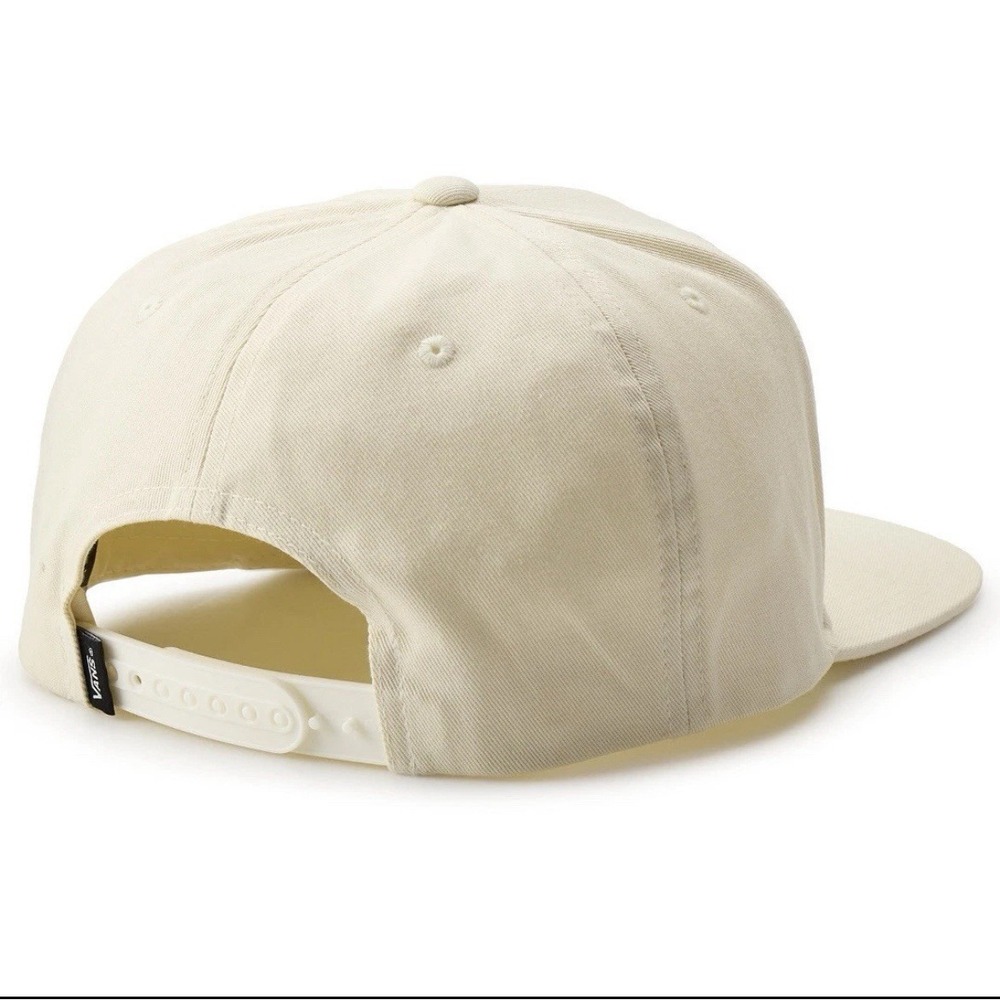 VANS Snapback Hat Cap Mens OSFM Adjustable Cream Ribboned Patch Off The Wall NEW - Picture 2 of 2